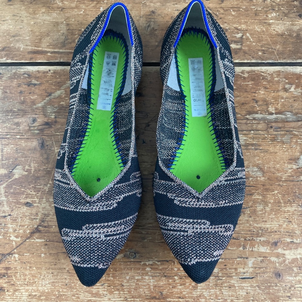 Rothy's The Point Golden Shimmer slip on flats - sz 10